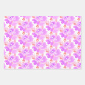 水彩フローラ、紫色のピンクハンド絵を描 ラッピングペーパーシート (正面3)
