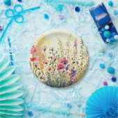 水彩フローラ/花畑 ペーパープレート (パーティー)