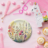 水彩フローラ/花畑 ペーパープレート (パーティー)