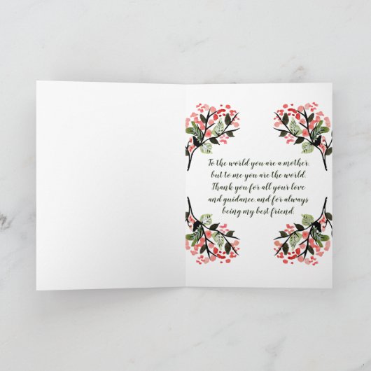 水彩フローラ&葉ピンクグリーン母の日 シーズンカード (内部)