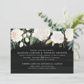 水彩フローラ+金ゴールドアクセント結婚式招待状 招待状 (スタンド正面)