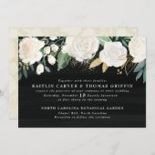 水彩フローラ+金ゴールドアクセント結婚式招待状 招待状 (正面/裏面)