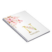 水彩フローラ&金ゴールドレターEモノグラム ノートブック (右側)