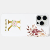 水彩フローラ&金ゴールドレターKモノグラム Case-Mate iPhoneケース (裏面 (横))