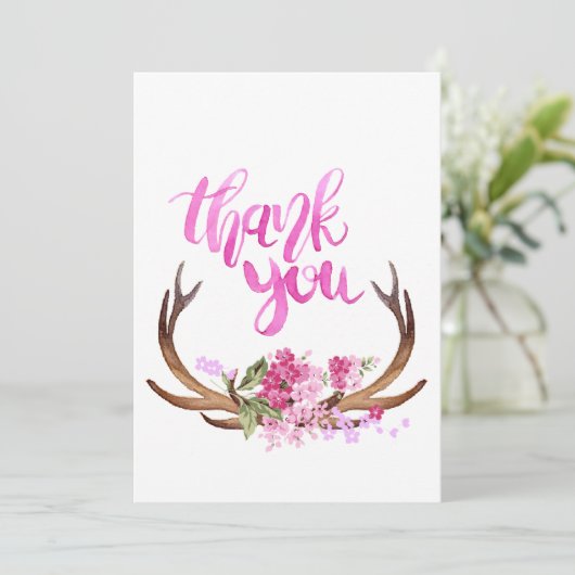 水彩フローラ〔雄ジカの〕枝角ありがとう カード (スタンド正面)