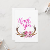 水彩フローラ〔雄ジカの〕枝角ありがとう カード (正面/裏面インサイチュ)