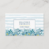 水彩フローラ |青い紫陽花と黄色 名刺 (正面)