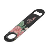 水彩フローラ（黒） #2 パーソナライズされた スピード栓抜き (正面アングル)