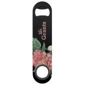 水彩フローラ（黒） #2 パーソナライズされた スピード栓抜き (正面)