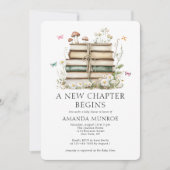 水彩フローラA新しいチャプター写真ベビーシャワー 招待状 (正面)