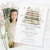 水彩フローラA新しいチャプター写真ベビーシャワー 招待状