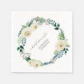 水彩フローラBOHOリースアイボリーバラ 素朴 スタンダードカクテルナプキン (正面)