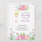 水彩フローラPHOTO First Communion招待状 招待状 (正面)