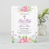 水彩フローラPHOTO First Communion招待状 招待状 (スタンド正面)
