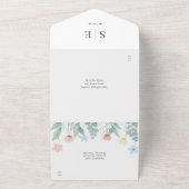 水彩フローラQRコードモノグラム結婚ズ オールインワン招待状 (外側)