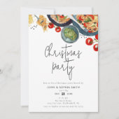 水彩フードパスタクリスマスパーティー 招待状 (正面)