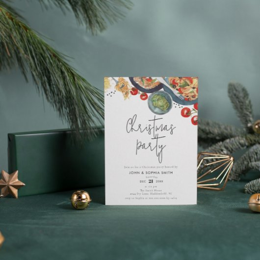 水彩フードパスタクリスマスパーティー 招待状