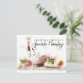 水彩フードワイン準備パーソナライズされたレシピカード ポストカード (スタンド正面)