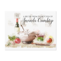 水彩フードワイン準備パーソナライズされたレシピカード