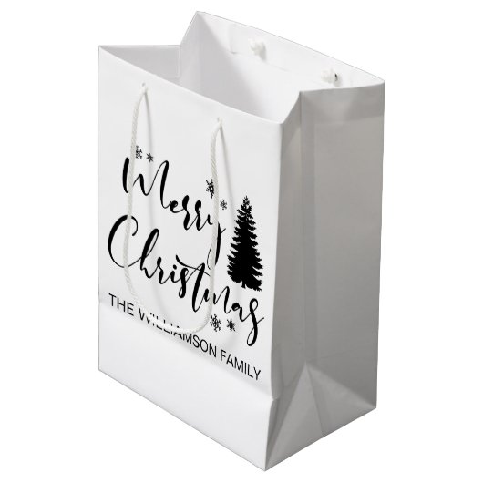 水彩フ素朴ィアツリー林冬材G ミディアムペーパーバッグ (正面アングル)