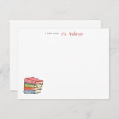 水彩ブックのパーソナライズされた先生フラット ノートカード (正面/裏面)