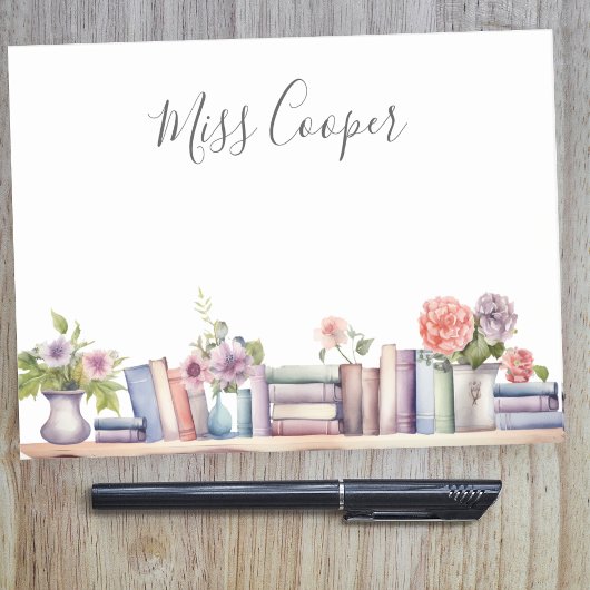 水彩ブックアンドフラワーズリブラリアン先生 ポストイット