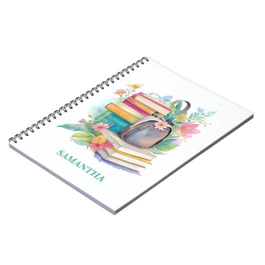 水彩ブックバックパック花の仕10代の事 ノートブック (左側)