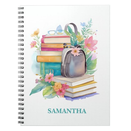 水彩ブックバックパック花の仕10代の事 ノートブック (正面)