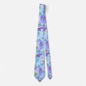水彩ブッシュワイルドフラワーロマンティックブルー ネクタイ (正面)