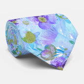 水彩ブッシュワイルドフラワーロマンティックブルー ネクタイ (ロール)