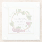 水彩ブドウつる植物リースワインセラー金ゴールド ガラスコースター (裏面)