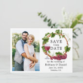 水彩ブドウつる植物リース写真 セーブザデート (スタンド正面)