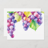 水彩ブドウの白い背景 ポストカード (正面/裏面)