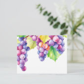 水彩ブドウの白い背景 ポストカード (スタンド正面)