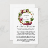 水彩ブドウフローラリースズ結婚詳細 エンクロージャーカード (正面/裏面)