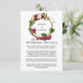 水彩ブドウフローラリースズ結婚詳細 エンクロージャーカード (スタンド正面)