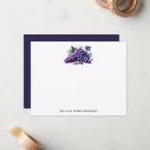 水彩ブドウ名前をカスタムするパーソナル ノートカード (正面/裏面インサイチュ)