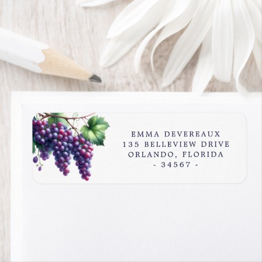 水彩ブドウ差出人住所ラベル ラベル (インサイチュ)