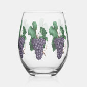 水彩ブドウ ステムなしワイングラス (正面)