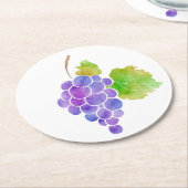 水彩ブドウ ラウンドペーパーコースター (アングル)