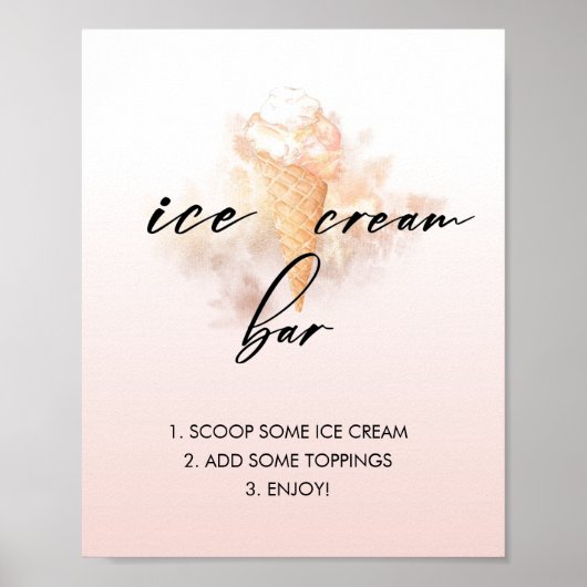 水彩ブライダルシャワーアイスクリームバー標識 ポスター (正面)