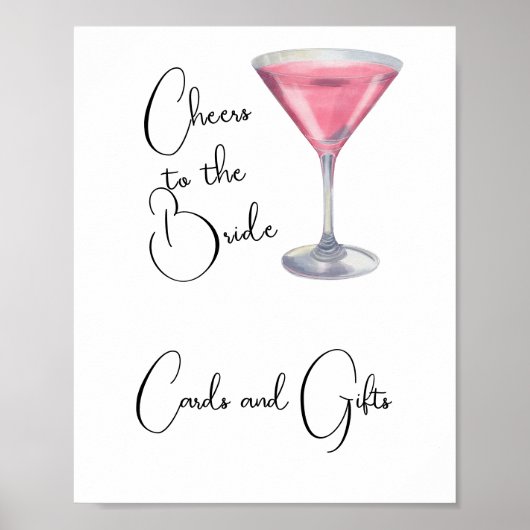 水彩ブライダルシャワーカードとギフト ポスター (正面)