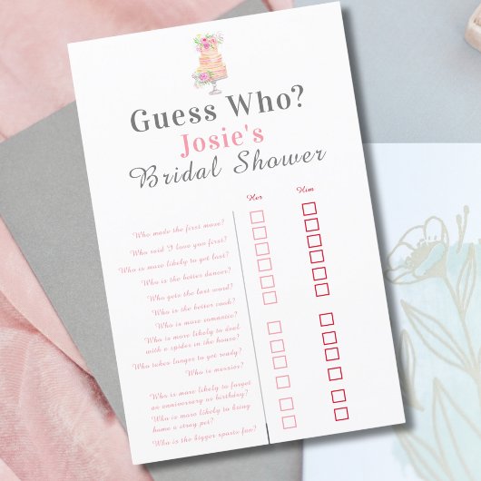 水彩ブライダルシャワーバラケーキ誰だと思う?