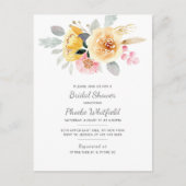 水彩ブライダルシャワーフローラモダン植物学 インビテーションポストカード (正面)
