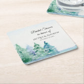 水彩ブライダルシャワーマウンテンパインズレイクサイド スクエアペーパーコースター (アングル)