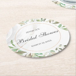 水彩ブライダルシャワーラウンド紙コースター ラウンドペーパーコースター