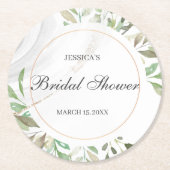 水彩ブライダルシャワーラウンド紙コースター ラウンドペーパーコースター (正面)