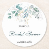 水彩ブライダルシャワーラウンド紙コースター ラウンドペーパーコースター (正面)