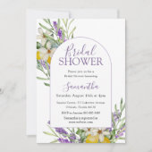 水彩ブライダルシャワーレモン&ラベンダー 招待状 (正面)