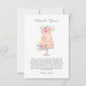 水彩ブライダルシャワー層状ケーキバラ サンキューカード (正面)